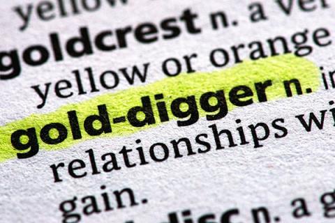 Dictionary page with the word gold digger highlighted