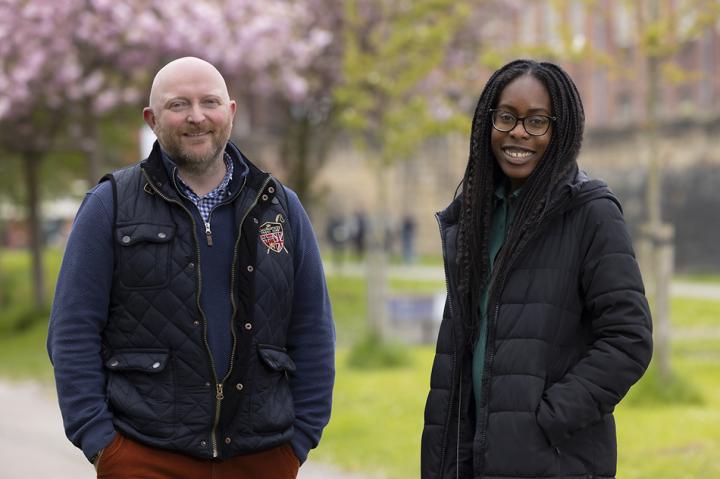 David Towns and Lois Dokubo looking and smiling at the camera