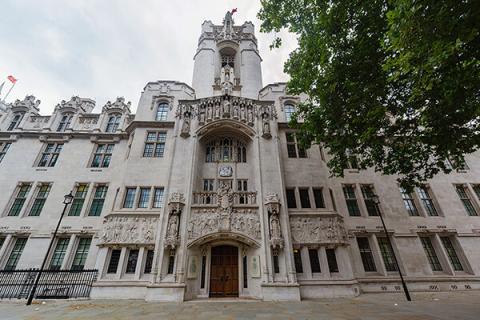Landscape shot of the Supreme Court building in London