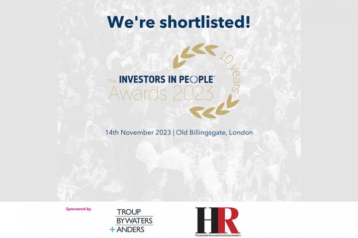 IIP shortlist graphic saying we're shortlisted and the IIP logo