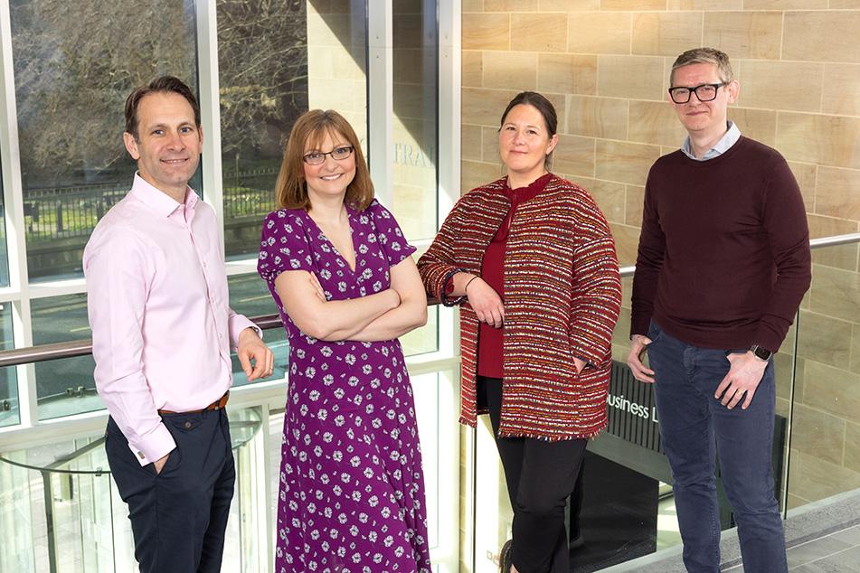 Muckle LLP partners Philip Clare, Joanne Davison and Gail Bennett alongside managing partner Anthony Evans