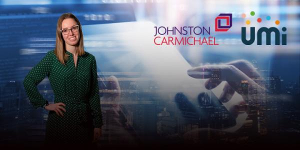 Graphic of Olivia Tindle, solicitor at Muckle LLP, over a stock tech image. 