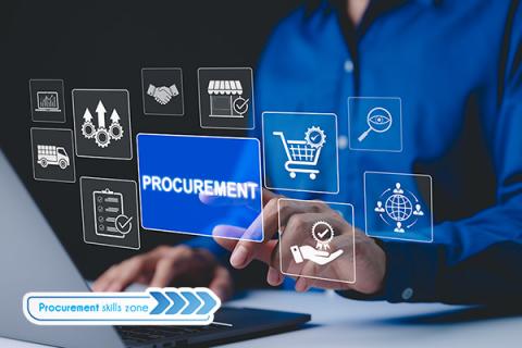 Digital screen showing procurement icon.