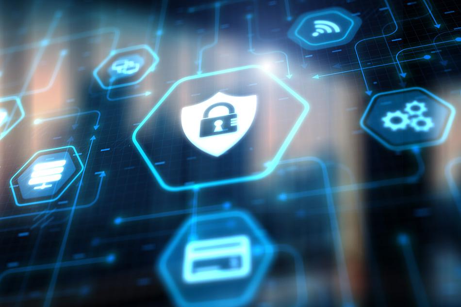 Image of a locked computer screen with data protection software