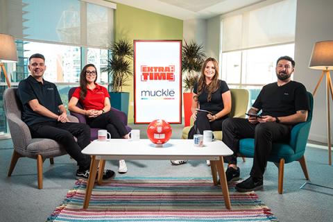 Members of the Football Association and Muckle LLP's legal experts on the set of Extra:Time