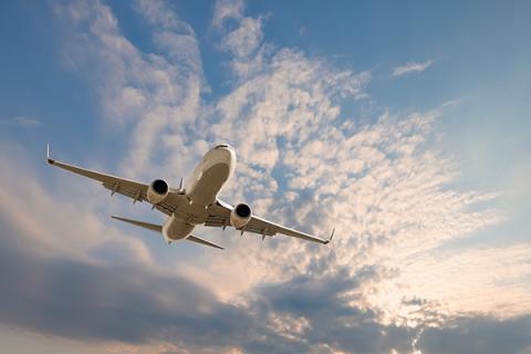 An aeroplane in the sky 