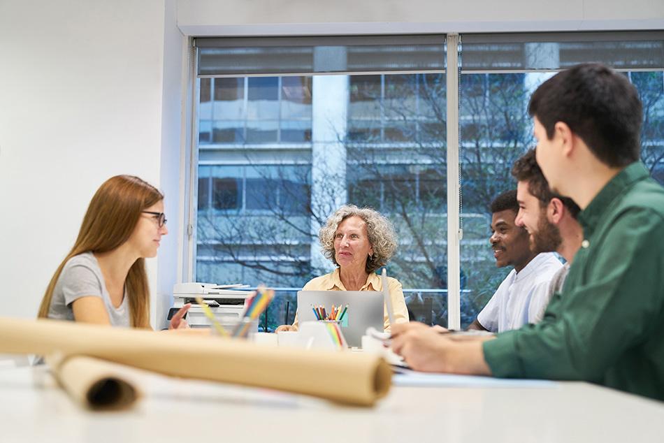 Meeting taking place between education professionals