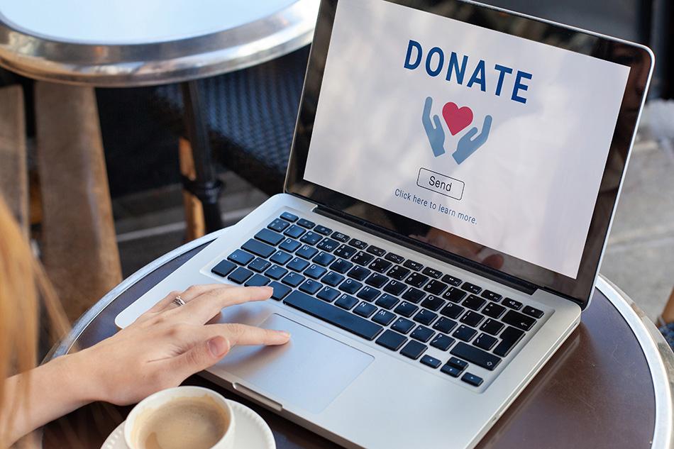 Donor making an online donation to a charity