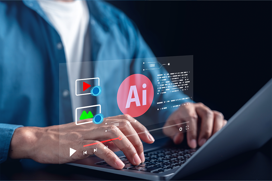Image of a man browsing an AI page on the internet