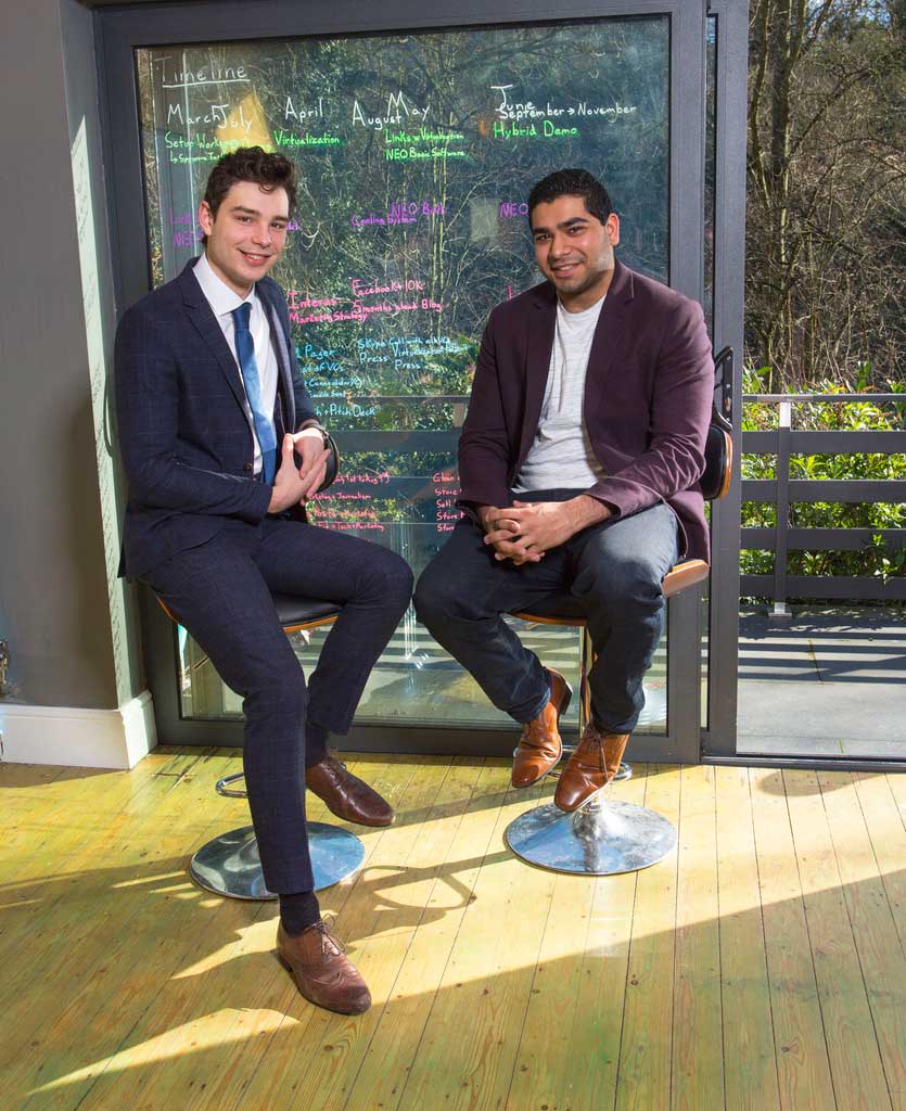 Rhys Birkinshaw, CTO, and Liam Gill, CEO, at Fumarii Technologies HQ