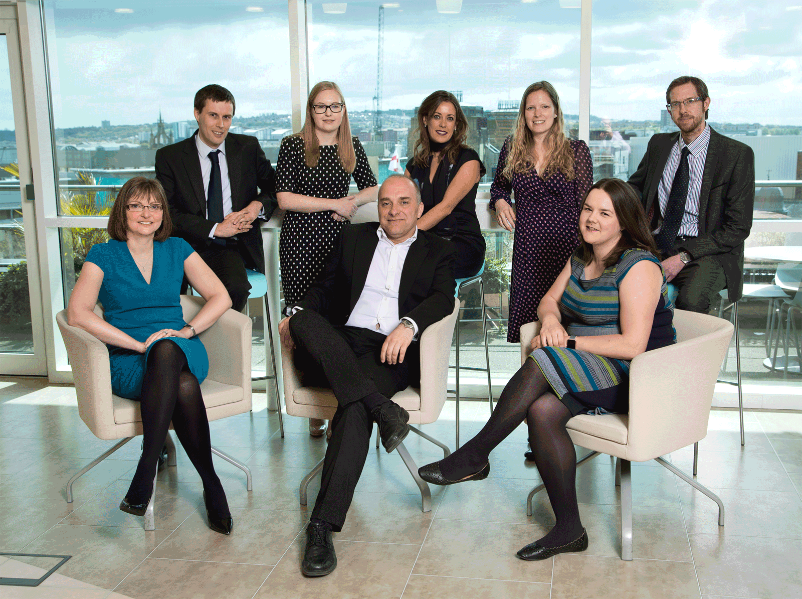 From Left to Right - Joanne Davison, Richard Nixon, Lisa Kelly, Jason Wainwright, Jess Swindells, Stephanie Coulson, Julie Adams and James Armstrong