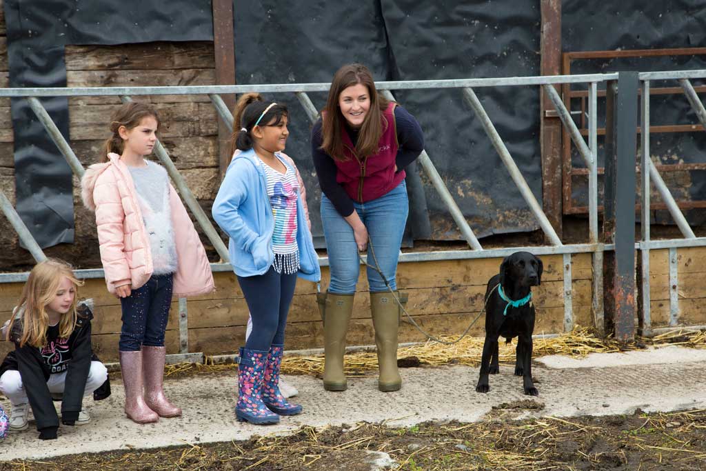 Broxfield Farm visit: Beth Thompson with children from St Lawrence RC Primary School in Byker