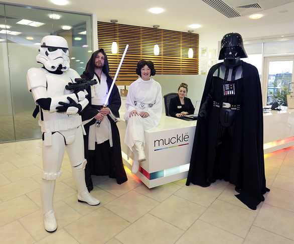 Stormtrooper, Jedi, Princess Leia and Darth Vader in Muckle Business Lounge