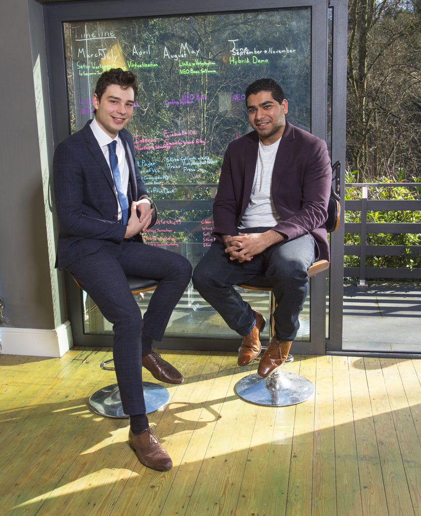 Rhys Birkinshaw, CTO, and Liam Gill, CEO, at Fumarii Technologies HQ