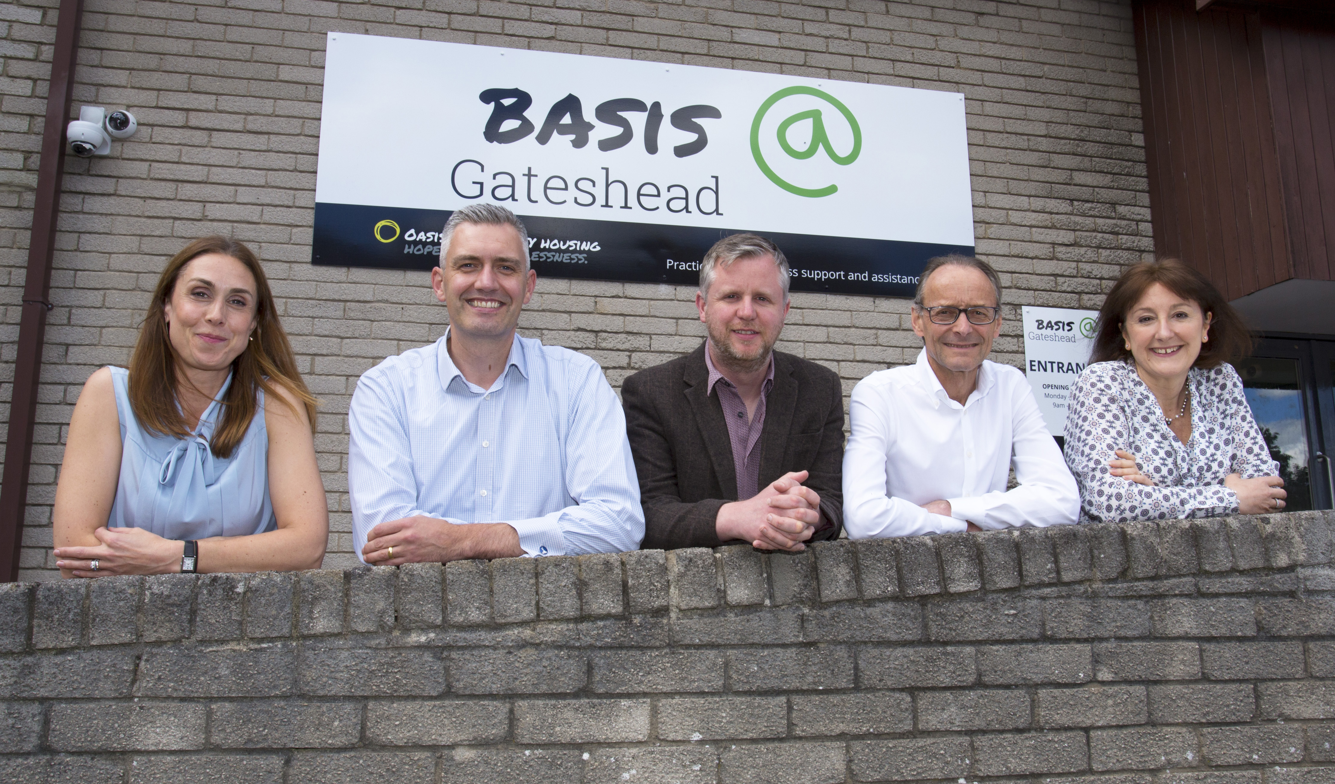 MIlestone moment: Charlotte McMurchie (Muckle), David Smith (Oasis), Jon Goodwin (Community Foundation), Hugh Welch and Susan Howe (Muckle)